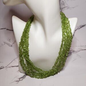 Multistrand Light Green Peridot Chip Necklace